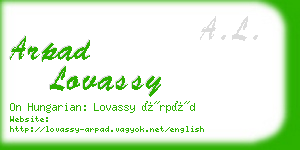 arpad lovassy business card